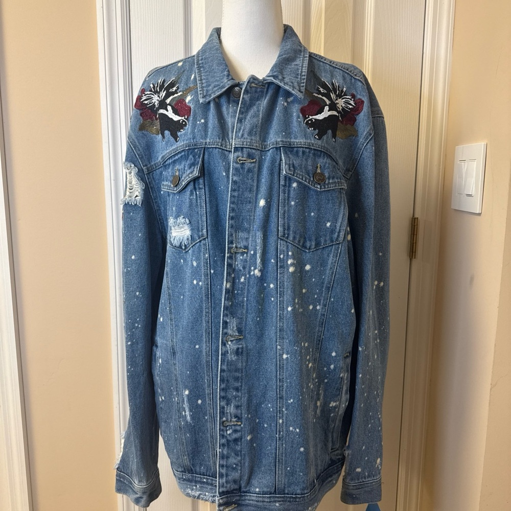 Young & Reckless Embroidered Denim Jacket Mens XXL